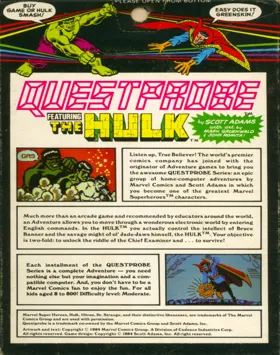 Quest Probe 1 - Incredible Hulk vb-126 (1984)(Adventure International)[GAMEB] box cover back